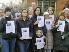 Residents of Gainsborough Gardens (inset) holding fliers opposing the proposed development