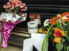 Tributes outside the Scala after Daniel Ross’s murder  