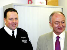 Mayor Ken Livingstone with Chief Supt Mark Heath at the the Cantelowes Safer Neighbourhoods Team  