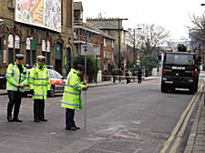 The scene of the accident with the truck far right  