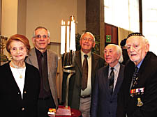 From left, Association of Jewish Refugees members Lili Freeman, Erich Reich, Sigi Faith, Henry Brook and Rolf Weinberg  