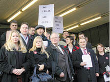 Legal aid lawyers picket Highbury Corner Magistrates Court last week  