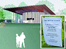 How the proposed pavilion will look - and inset, the fenced off area 