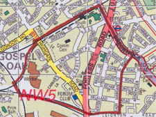 The exclusion zone is marked in red 