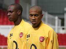 Justin Hoye (left) and Gael Clichy, two of Arsenal's talented bunch of youngsters 