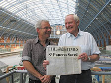 Dramatic story: Playwright Richard Shannon and actor Julian Glover at the new St Pancras 