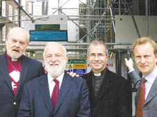 From left, the Bishop of London Richard John Carew Chartres, Holborn and St Pancras MP Frank Dobson, Father Nicholas Wheeler and English Heritage chief executive Simon Thurley 