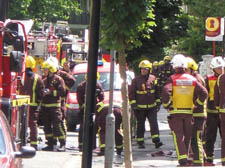 Fire crews attending the scene of the maisonette fire in Kentish Town 
