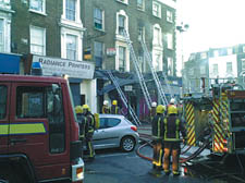 The scene of the blaze in Royal College Street