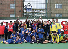 Unity Cup ­champions Camden (front) with Peel Lions, Peel Tigers,  Scorpions and Chalcot Rangers