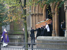   Scott Laird's remains being taken from   St Dominic's 