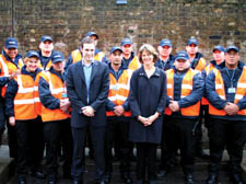 The security guards with Kimberley Paumier and Matthew McMillan of Camden Town Unlimited 