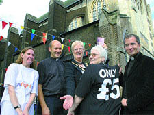 Pictured (from left): Fundraiser Mandy Fernie, Fr Malcolm, Mayor Jill Fraser, Jeannie Hopper and Fr Wheeler.