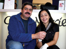George Demetriou with his cousin Maria Ioannou in their new salon Coco-Marie