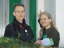 Candidate Sian Berry with Peter Tatchall 