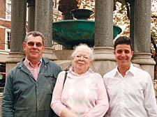 Plumber Paul Cleghorn, South End Green Association’s chairwoman Pam Gilby and Councillor Mike Greene at the revamped fountain in South End Green on Saturday