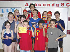 Anaconda Swimming Club members with their rewards from the Enfield event