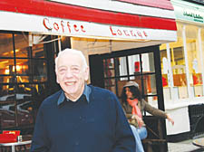 Rex Cowan outside the Coffee Cup. The historian wants the café’s image preserved by its new owners