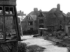 Ardwick Road after it was hit by a 'Doodlebug' bomb during the Second World War'