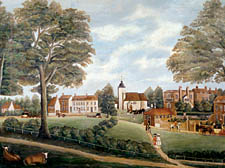 St Pancras before the arrival of the railroad, as represented by unknown na�ve painter J Austin