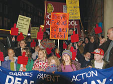 Pupils from Frank Barnes’ school protesting in Camden