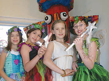 Rebecca Peake, 9, Samantha Sheridan, 10, and Grace Badenoch, 10, in A Midsummer Night's Dream at Eleanor Palmer