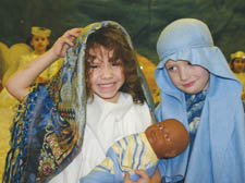 Berie Banjica and Terry Powers-Hockings in their school nativity play 