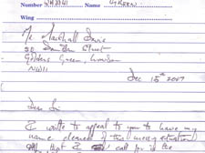 The letter Green sent to fraud victim Marshall Davis