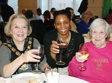 Mayor Dawn Somper and In Touch co-ordinator Joy Fraser and Anna Wing at the charity's new year party