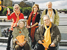 Jo Schott with A2A members and fellow volunteers on Millennium Bridge
