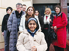 Zarine Rentia with mother Tasnim, and supporters Selina Barry, Celia Wheedon, Gerry Robinson, Tim Buley, Jagjeet Bhangra and Hilary Plews