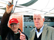 Sir Jonathan Miller with one of the stallholders