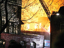 The Hawley in flames on Saturday night