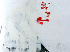 The stencilled artwork after it was defaced, alongside the mysterious message, &ldquo;ALL THE BEST &ndash; VIDA&rdquo;