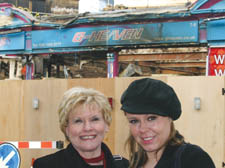 Former publican Hazel Pitman with her daughter Joanne outside the demolished Carnarvon Castle