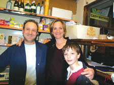 George with author Tracy Chevalier and her son in the popular store