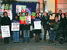 Protesters at the Town Hall on Tuesday, who say they were hoodwinked by PCT