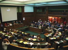 The packed Town Hall chamber on Tuesday night
