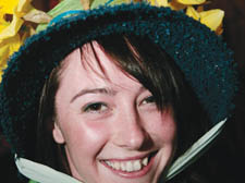 Jenna Trig with a traditional bonnet