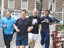 Brief training session: from left, lawyers Stephen Cragg, Keir Starmer and Robert Latham, together with Nash Ali