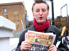 Musician Billy Bragg in Camden to urge the electorate to go to the polls