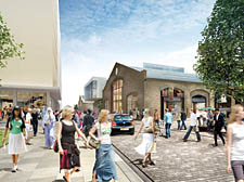 Artist&rsquo;s impression of the planned public space in front of The Granary building in King&rsquo;s Cross