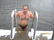 One of the Heath swimmers who braved the cold to use the Ladies Pond