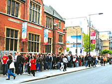 Camden Crawl gig-goers queue in their hundreds in Kentish Town Road