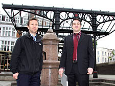 Street policy team leader John Futcher, left, and Kentish Town street policy project manager Tom Allen at the redeveloped canopy