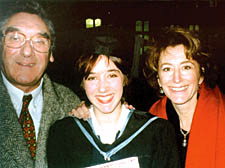 Amy with dad Jack Rosenthal and mum Maureen Lipman at her graduation ceremony 10 years ago