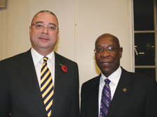 Prime Minister of Barbados, David Thompson with head of the High Commission, Hugh Anthony Arthur