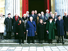 Members of the St Pancras Old Comrades Association mark 90 years since the Armistice outside St Pancras Parish Church