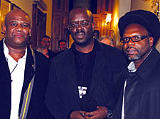 Former Holloway School pupils Michael Drayton, Andrew Franks and soul musician Jazzie B in the House of Commons