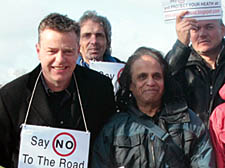 Suggs (left) joined the No Road protest on Saturday